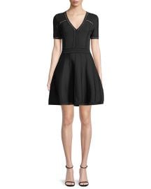 Milly Textured Pointelle Flare Dress at Neiman Marcus